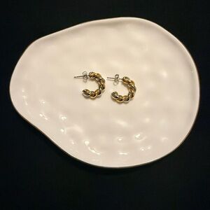 Elegant Gold and Silver Twisted Hoop Earrings